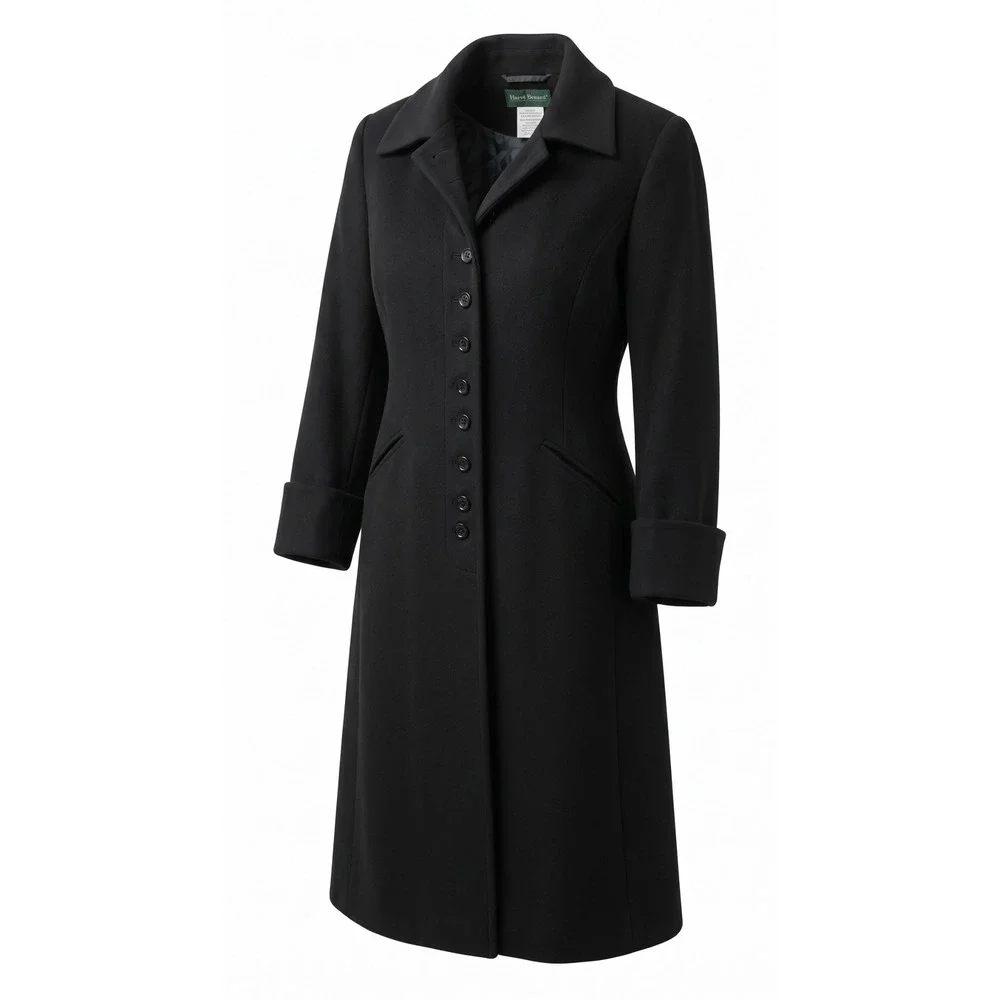 Harve Benard by Benard Holtzman Black 100% Wool Long Coat Jacket 16 47M 459 43